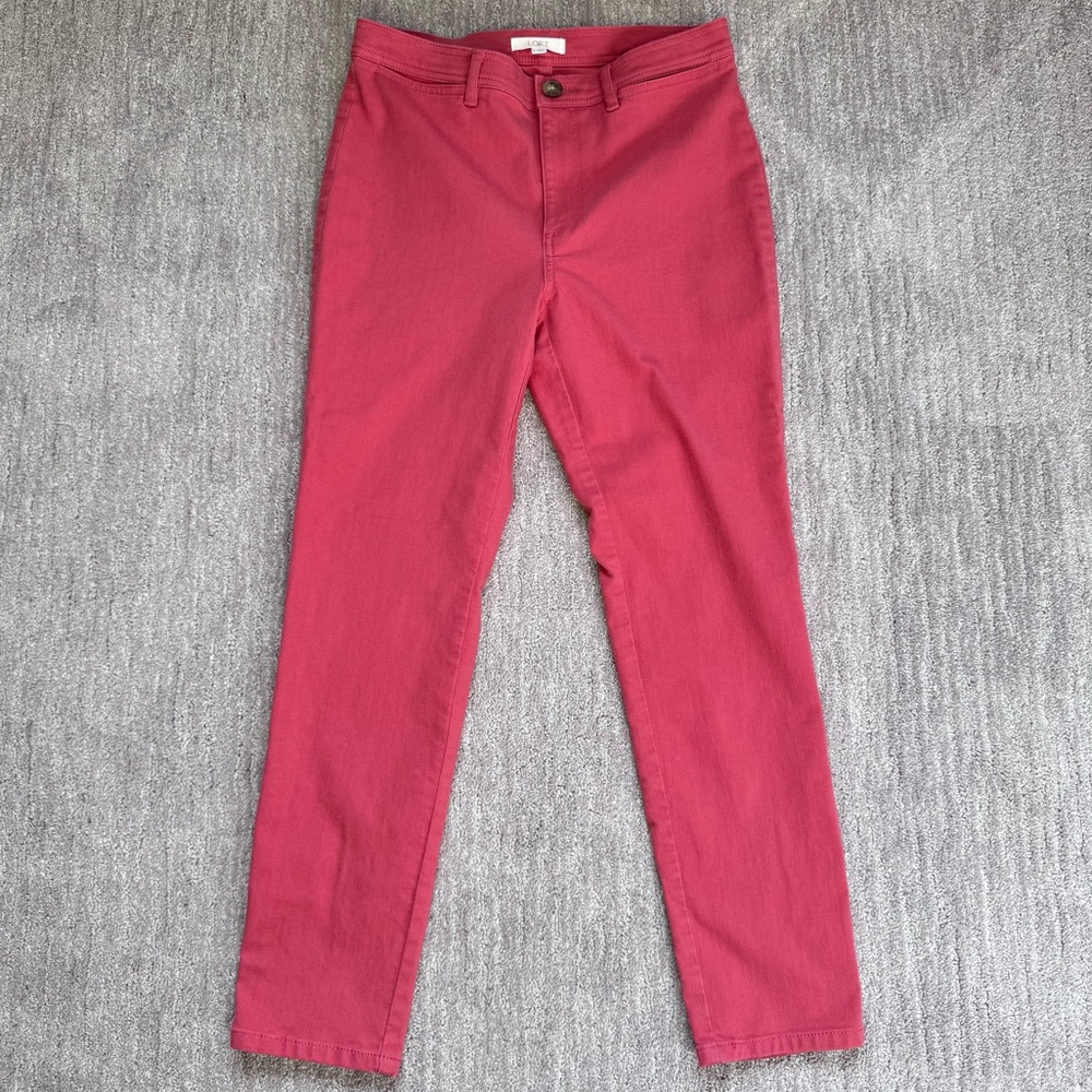 Loft Women's Pink Slim Straight Stretchy Ankle Denim Jeans Size 6 Preppy Coastal